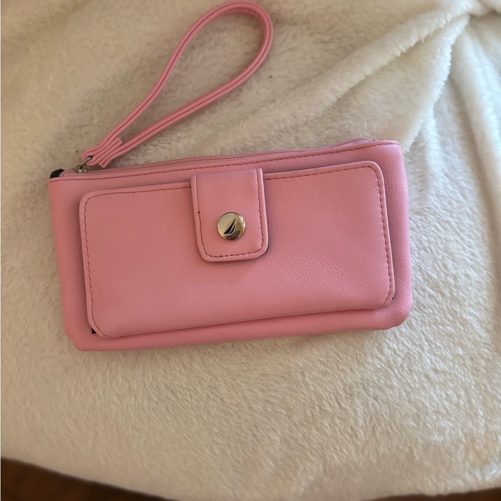 Nautica Pink Clutch Wristlet with Smooth Finish